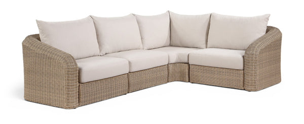 Meridian Furniture Seacrest Outdoor Modular Sectional Wicker Aluminum Frame Uv Resistant Olefin Fabric 55001Beige-Sec4A