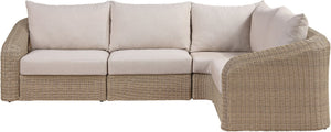 Meridian Furniture Seacrest Outdoor Modular Sectional Wicker Aluminum Frame Uv Resistant Olefin Fabric 55001Beige-Sec4A
