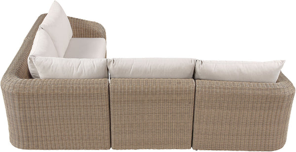 Meridian Furniture Seacrest Outdoor Modular Sectional Wicker Aluminum Frame Uv Resistant Olefin Fabric 55001Beige-Sec4A