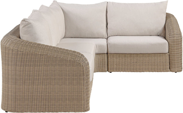 Meridian Furniture Seacrest Outdoor Modular Sectional Wicker Aluminum Frame Uv Resistant Olefin Fabric 55001Beige-Sec4A