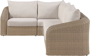 Meridian Furniture Seacrest Four Piece Modular Outdoor Sectional Wicker Frame Olefin Fabric Patio Set 55001Beige-Sec4B