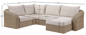 Meridian Furniture Seacrest Outdoor Modular Sectional Five Piece Wicker Aluminum Resort Patio Set 55001Beige-Sec5B