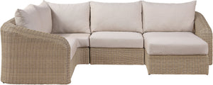 Meridian Furniture Seacrest Outdoor Modular Sectional Five Piece Wicker Aluminum Resort Patio Set 55001Beige-Sec5B