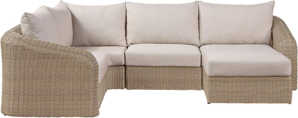 Meridian Furniture Seacrest Outdoor Modular Sectional Five Piece Wicker Aluminum Resort Patio Set 55001Beige-Sec5B