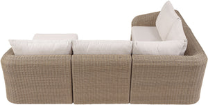 Meridian Furniture Seacrest Outdoor Modular Sectional Five Piece Wicker Aluminum Resort Patio Set 55001Beige-Sec5B