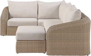 Meridian Furniture Seacrest Outdoor Modular Sectional Five Piece Wicker Aluminum Resort Patio Set 55001Beige-Sec5B