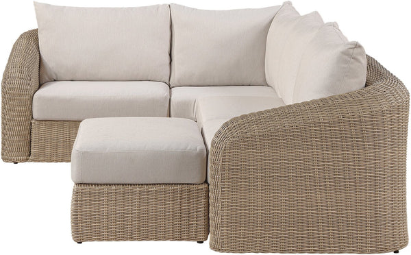 Meridian Furniture Seacrest Outdoor Modular Sectional Five Piece Wicker Aluminum Resort Patio Set 55001Beige-Sec5B