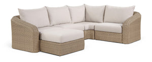 Meridian Furniture Seacrest Five Piece Outdoor Modular Sectional Wicker Aluminum Frame Olefin Cushions 55001Beige-Sec5C