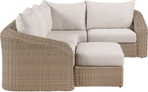 Meridian Furniture Seacrest Five Piece Outdoor Modular Sectional Wicker Aluminum Frame Olefin Cushions 55001Beige-Sec5C