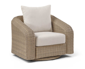 Meridian Furniture Seacrest Wicker Outdoor Swivel Patio Chair with Rust Resistant Frame and Water Cushion Beige 55001Beige-Swivel
