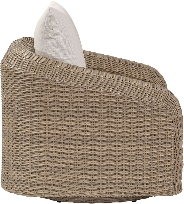 Meridian Furniture Seacrest Wicker Outdoor Swivel Patio Chair with Rust Resistant Frame and Water Cushion Beige 55001Beige-Swivel