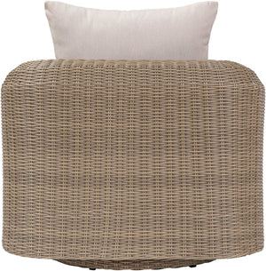 Meridian Furniture Seacrest Wicker Outdoor Swivel Patio Chair with Rust Resistant Frame and Water Cushion Beige 55001Beige-Swivel