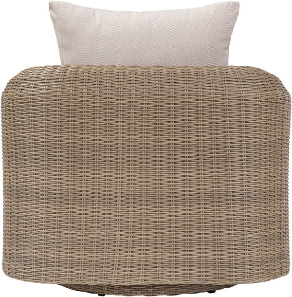 Meridian Furniture Seacrest Wicker Outdoor Swivel Patio Chair with Rust Resistant Frame and Water Cushion Beige 55001Beige-Swivel