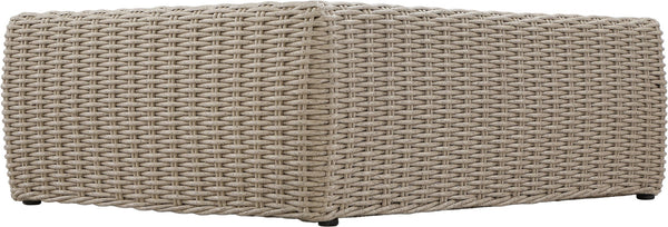 Meridian Furniture Seacrest Solid Teak Woven Wicker Outdoor Patio Coffee Table for Lounge Decks and Garden Areas Natural / Taupe 55002-CT
