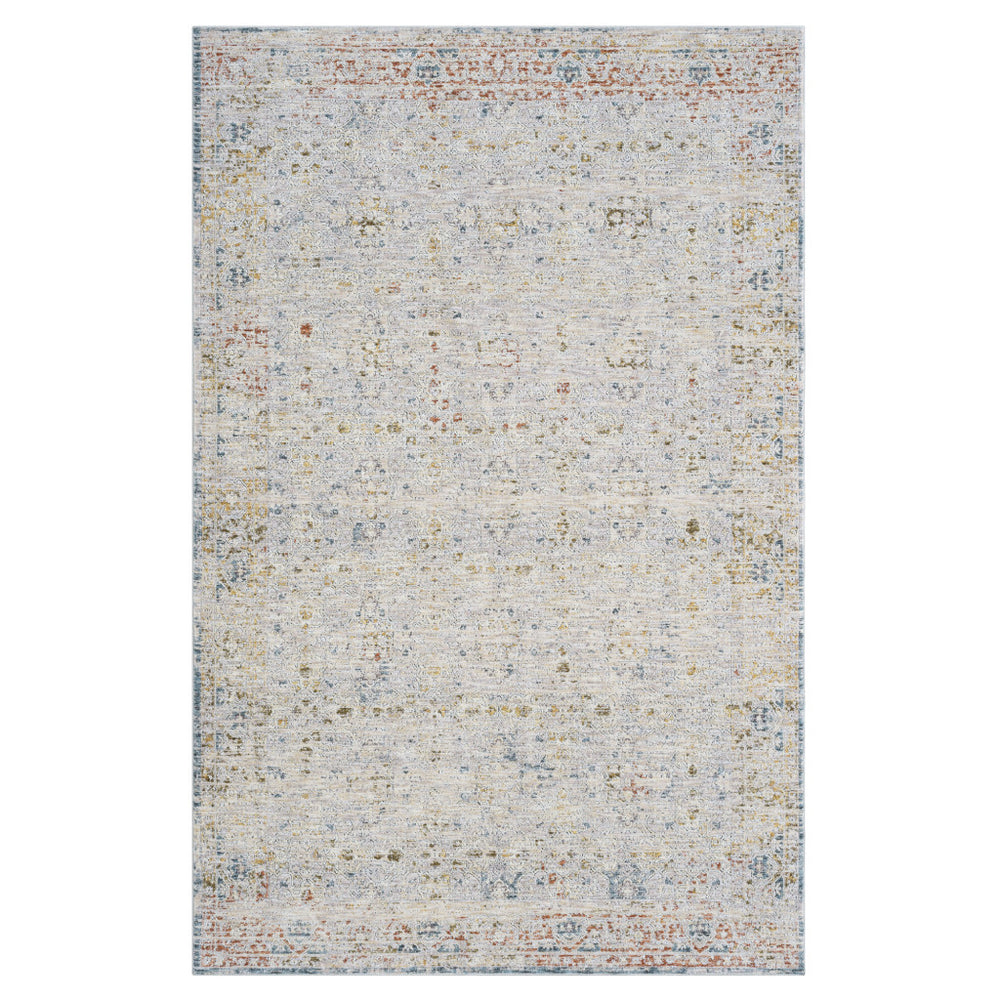 Homeroots 8' X 10' Ivory And Blue Floral Area Rug  Polyester 550020
