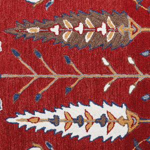 Homeroots 8' X 10' Red And Ivory Wool Floral Hand Tufted Area Rug Red,Multi Wool 550024