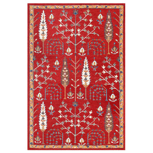 Homeroots 8' X 10' Red And Ivory Wool Floral Hand Tufted Area Rug Red,Multi Wool 550024