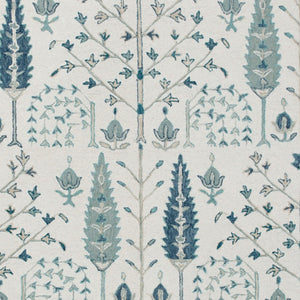 Homeroots 9' X 12' Ivory And Blue Wool Floral Hand Tufted Area Rug Ivory,Blue Wool 550028