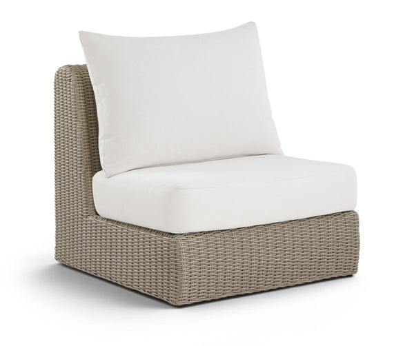 Meridian Furniture Seacrest Modular Wicker Patio Armless Chair Aluminum Frame Uv Resistant Olefin Cushion Outdoor Cream 55002Cream-Armless