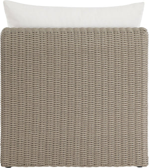 Meridian Furniture Seacrest Modular Wicker Patio Armless Chair Aluminum Frame Uv Resistant Olefin Cushion Outdoor Cream 55002Cream-Armless