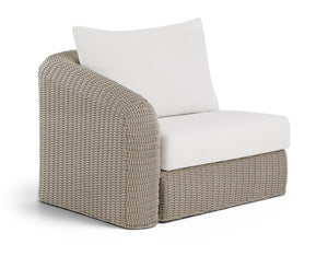 Meridian Furniture Seacrest Modular Wicker Aluminum Left Arm Outdoor Chair with Water Resistant Olefin Cushion Cream 55002Cream-LAF
