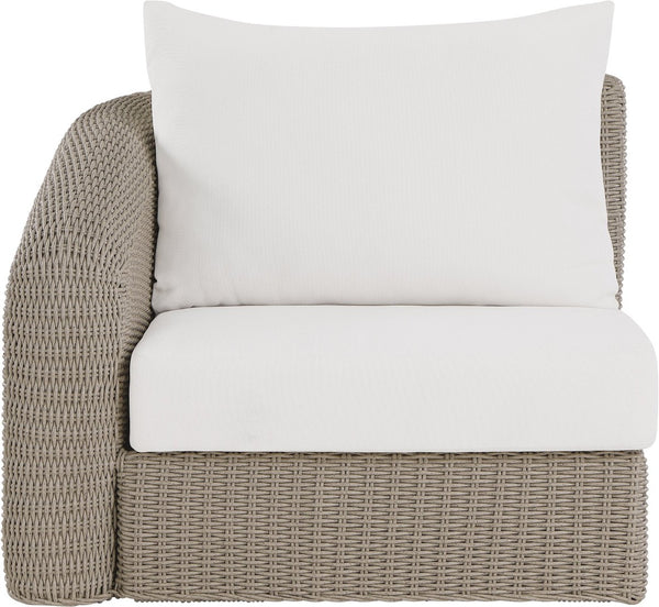 Meridian Furniture Seacrest Modular Wicker Aluminum Left Arm Outdoor Chair with Water Resistant Olefin Cushion Cream 55002Cream-LAF