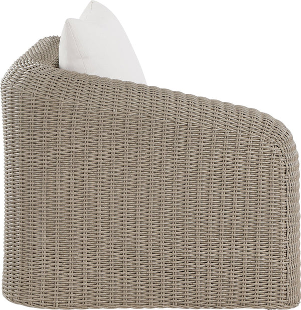 Meridian Furniture Seacrest Modular Wicker Aluminum Left Arm Outdoor Chair with Water Resistant Olefin Cushion Cream 55002Cream-LAF