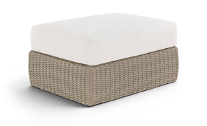 Meridian Furniture Seacrest Outdoor Wicker Ottoman Coffee Table with Olefin Top for Coastal Patio Lounging Cream - B 55002Cream-Ott