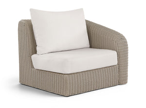 Meridian Furniture Seacrest Wicker Outdoor Patio Right Arm Chair with Uv Resistant Cushion for Modular Sectional Sets Cream 55002Cream-RAF