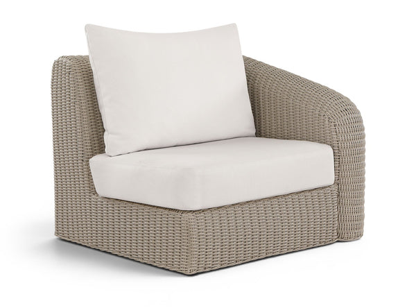 Meridian Furniture Seacrest Wicker Outdoor Patio Right Arm Chair with Uv Resistant Cushion for Modular Sectional Sets Cream 55002Cream-RAF