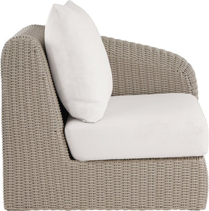 Meridian Furniture Seacrest Wicker Outdoor Patio Right Arm Chair with Uv Resistant Cushion for Modular Sectional Sets Cream 55002Cream-RAF