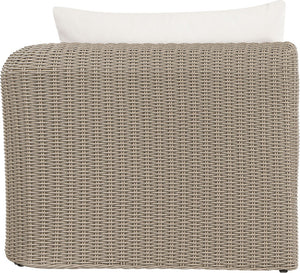Meridian Furniture Seacrest Wicker Outdoor Patio Right Arm Chair with Uv Resistant Cushion for Modular Sectional Sets Cream 55002Cream-RAF