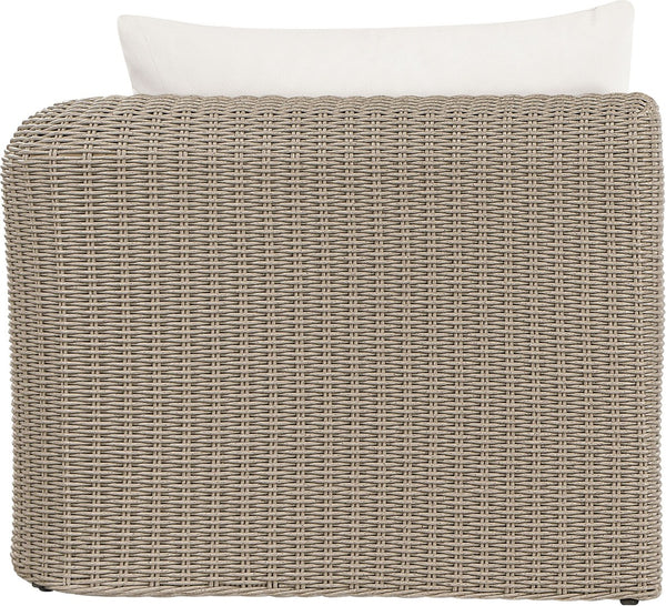 Meridian Furniture Seacrest Wicker Outdoor Patio Right Arm Chair with Uv Resistant Cushion for Modular Sectional Sets Cream 55002Cream-RAF