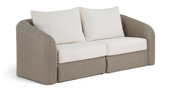 Meridian Furniture Seacrest Modular Outdoor Wicker Loveseat Aluminum Frame Uv Resistant Olefin Fabric Patio Seating Cream 55002Cream-S2