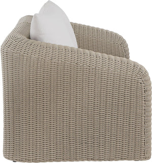 Meridian Furniture Seacrest Modular Outdoor Wicker Loveseat Aluminum Frame Uv Resistant Olefin Fabric Patio Seating Cream 55002Cream-S2