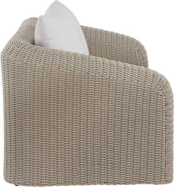 Meridian Furniture Seacrest Modular Outdoor Wicker Loveseat Aluminum Frame Uv Resistant Olefin Fabric Patio Seating Cream 55002Cream-S2