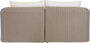 Meridian Furniture Seacrest Modular Outdoor Wicker Loveseat Aluminum Frame Uv Resistant Olefin Fabric Patio Seating Cream 55002Cream-S2