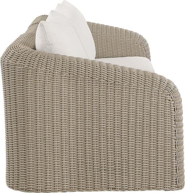 Meridian Furniture Seacrest 3 Piece Modular Outdoor Sofa Wicker Aluminum Frame Resort Patio Seating 55002Cream-S3