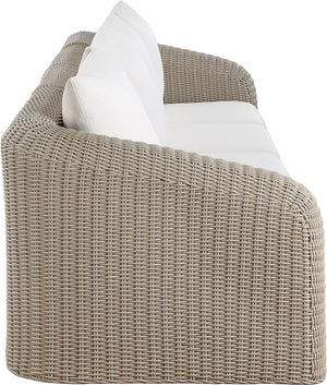 Meridian Furniture Seacrest 4 Piece Modular Outdoor Sectional Wicker and Olefin Resort Patio Sofa Set 55002Cream-S4