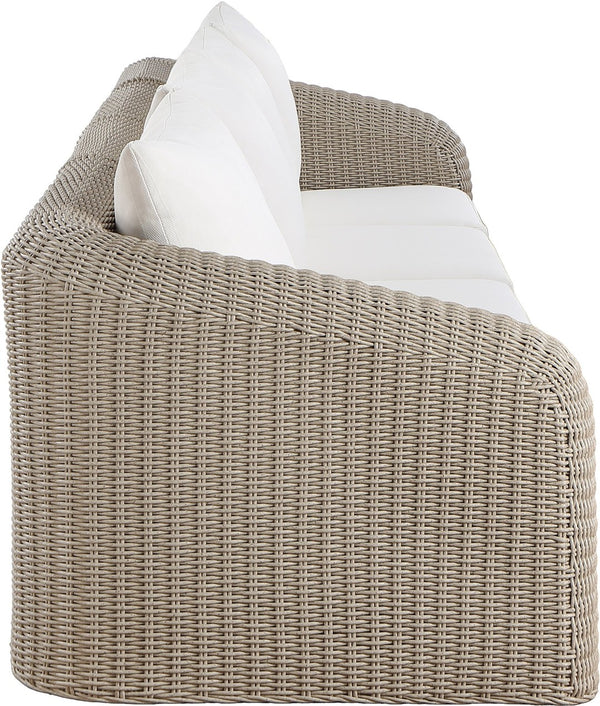 Meridian Furniture Seacrest 4 Piece Modular Outdoor Sectional Wicker and Olefin Resort Patio Sofa Set 55002Cream-S4