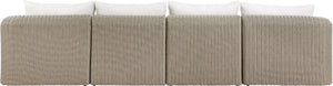 Meridian Furniture Seacrest 4 Piece Modular Outdoor Sectional Wicker and Olefin Resort Patio Sofa Set 55002Cream-S4