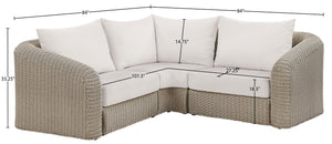 Meridian Furniture Seacrest Outdoor Modular Sectional Wicker Aluminum Frame Resort Patio Seating 55002Cream-Sec3A