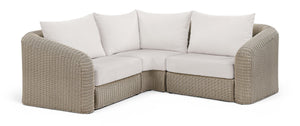 Meridian Furniture Seacrest Outdoor Modular Sectional Wicker Aluminum Frame Resort Patio Seating 55002Cream-Sec3A