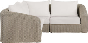 Meridian Furniture Seacrest Outdoor Modular Sectional Wicker Aluminum Frame Resort Patio Seating 55002Cream-Sec3A