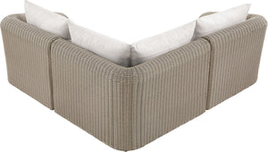 Meridian Furniture Seacrest Outdoor Modular Sectional Wicker Aluminum Frame Resort Patio Seating 55002Cream-Sec3A