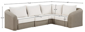 Meridian Furniture Seacrest Outdoor Wicker Modular Sectional with Uv Resistant Olefin Cushions Patio 55002Cream-Sec4A