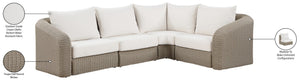 Meridian Furniture Seacrest Outdoor Wicker Modular Sectional with Uv Resistant Olefin Cushions Patio 55002Cream-Sec4A