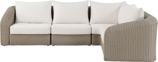 Meridian Furniture Seacrest Outdoor Wicker Modular Sectional with Uv Resistant Olefin Cushions Patio 55002Cream-Sec4A