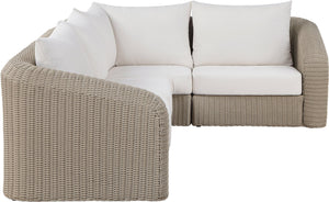 Meridian Furniture Seacrest Outdoor Wicker Modular Sectional with Uv Resistant Olefin Cushions Patio 55002Cream-Sec4A