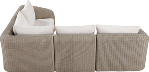 Meridian Furniture Seacrest Outdoor Wicker Modular Sectional with Uv Resistant Olefin Cushions Patio 55002Cream-Sec4A